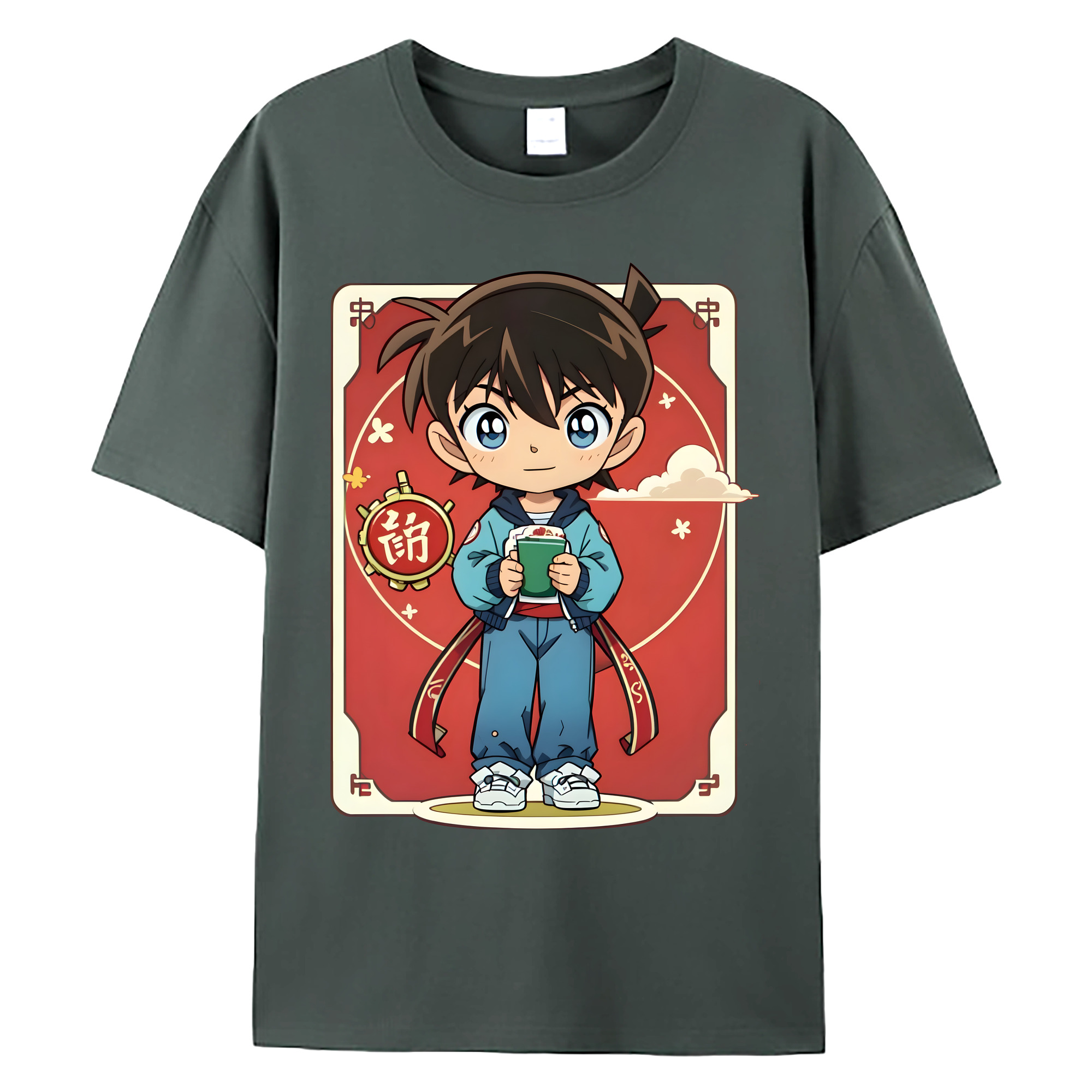 （画像用） 名探偵コナン 江戸川 コナン Detective Conan Conan Edogawa 綿100％ メンズ半袖Tシャツ｜肌触りやわらか＆通気性